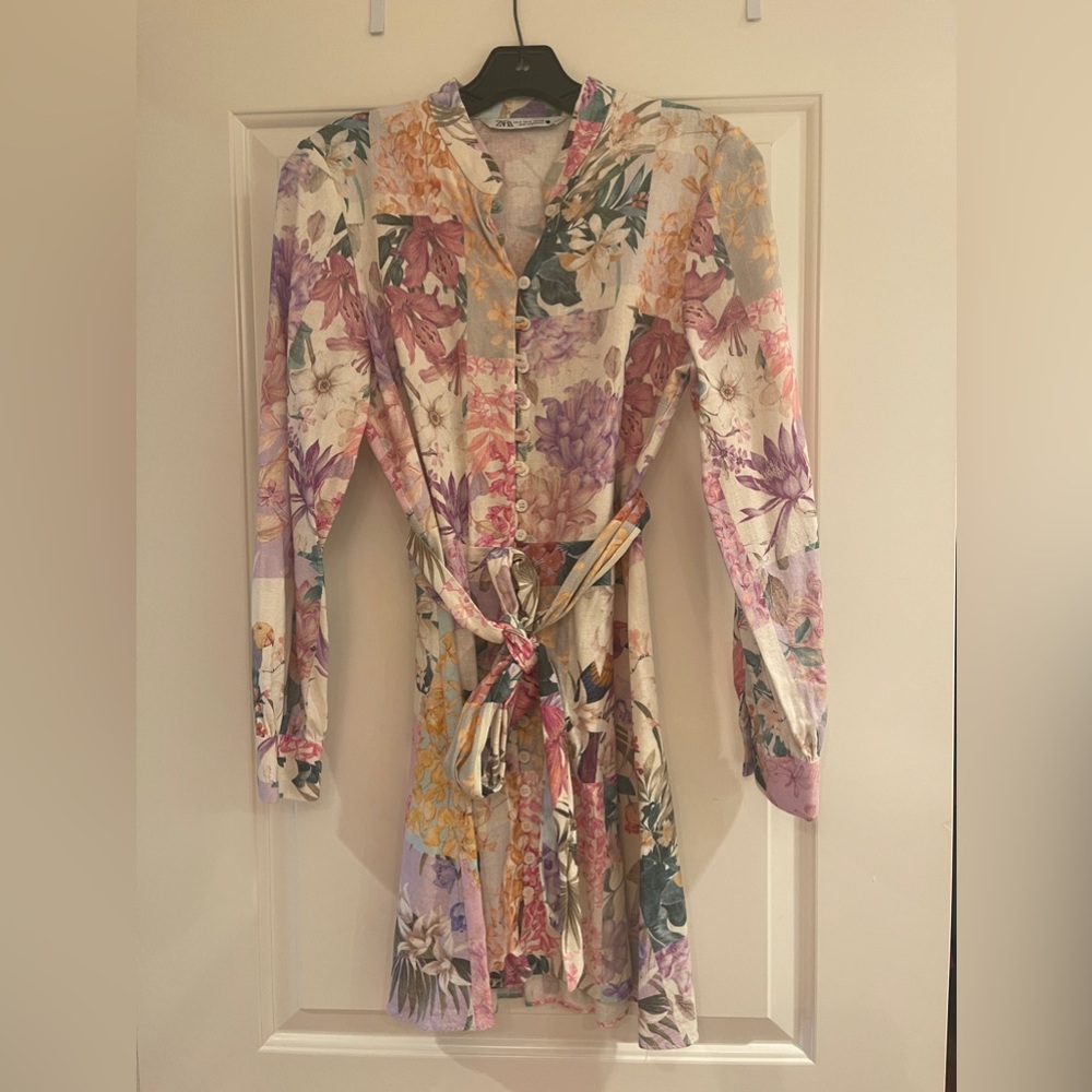 Zara Floral Mini Dress with Belt